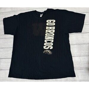 Vintage Y2K Western Michigan University Broncos T Shirt Paint It Black Size XL